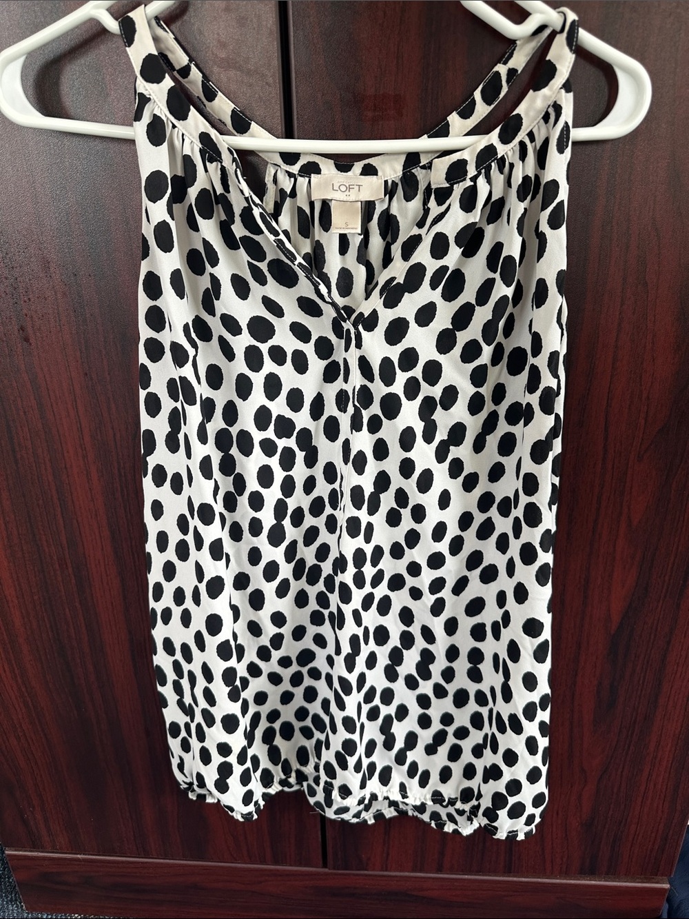 LOFT Black & White Polka Dot Sleeveless Top